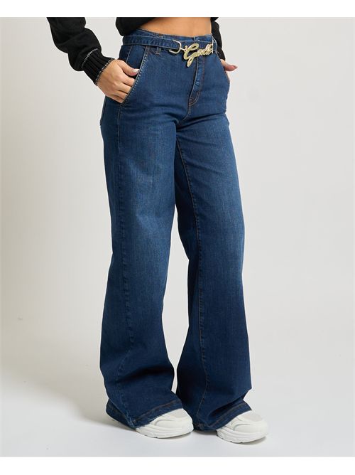 Jeans a palazzo donna Gaelle Paris con cintura logata GAELLE PARIS | GAABW07934BL01